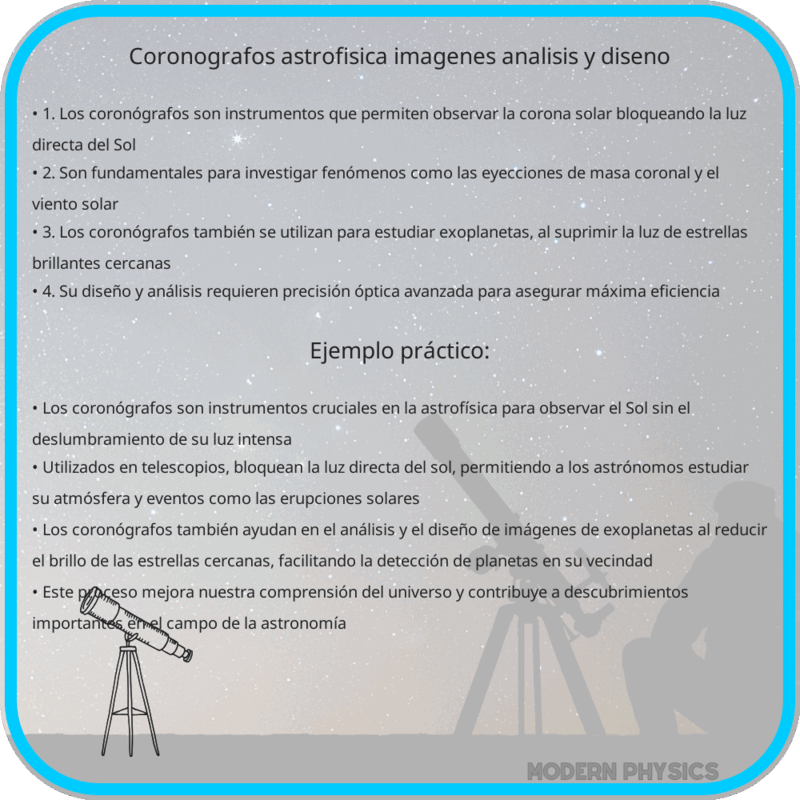 Coronógrafos: Astrofísica, Imágenes, Análisis y Diseño
