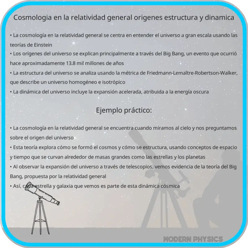 Cosmología en la Relatividad General | Orígenes, Estructura y Dinámica
