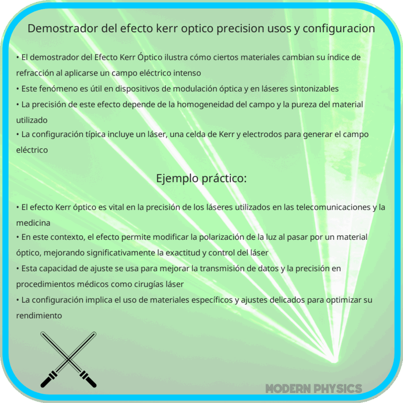 Demostrador del Efecto Kerr Óptico | Precisión, Usos y Configuración