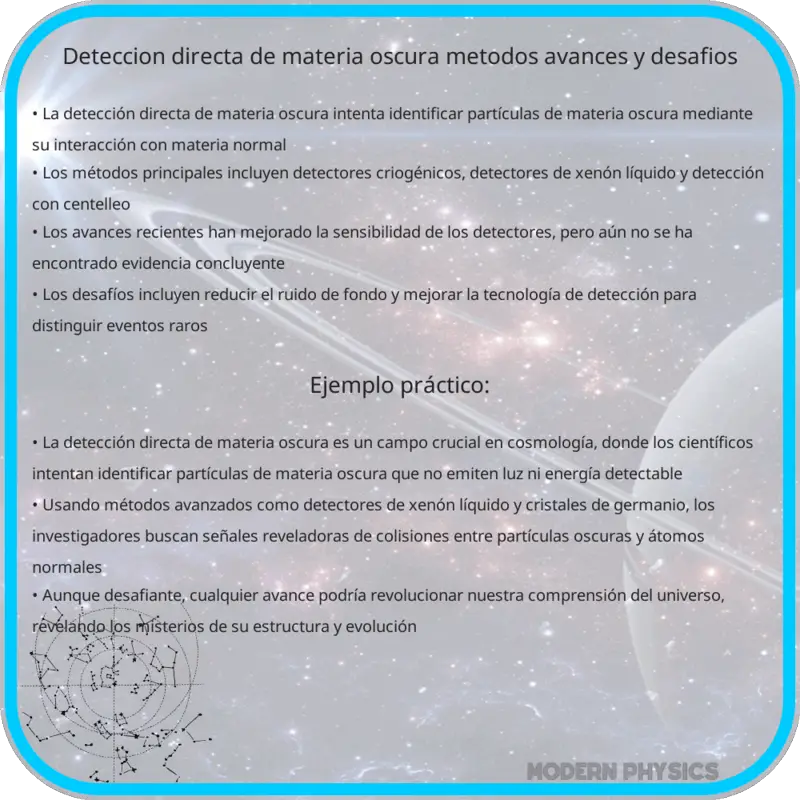 Detección Directa de Materia Oscura | Métodos, Avances y Desafíos