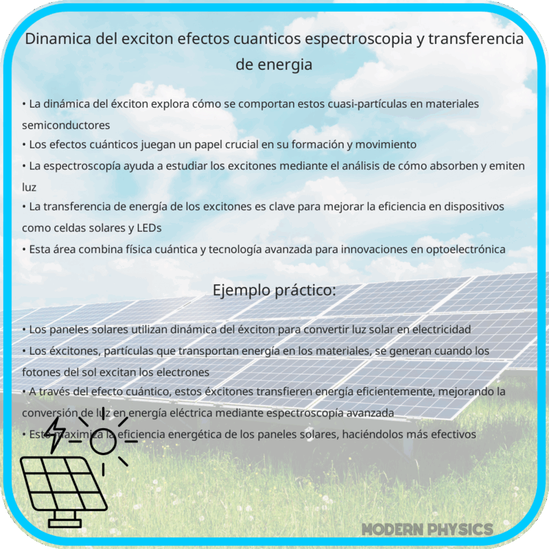 Dinámica del Éxciton: Efectos Cuánticos, Espectroscopía y Transferencia de Energía