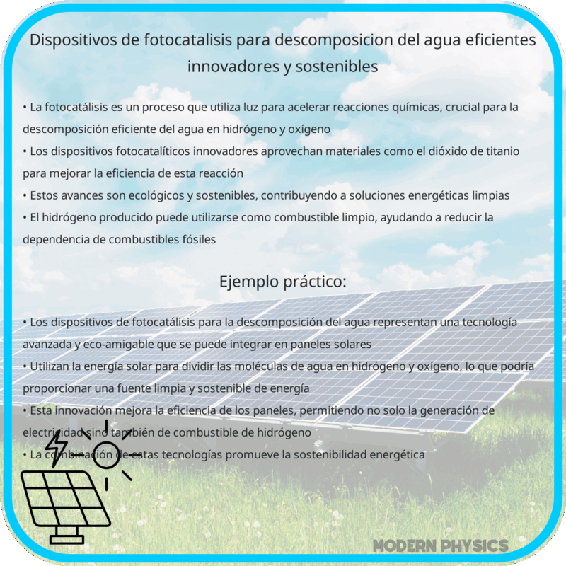 Dispositivos de Fotocatálisis para Descomposición del Agua | Eficientes, Innovadores y Sostenibles