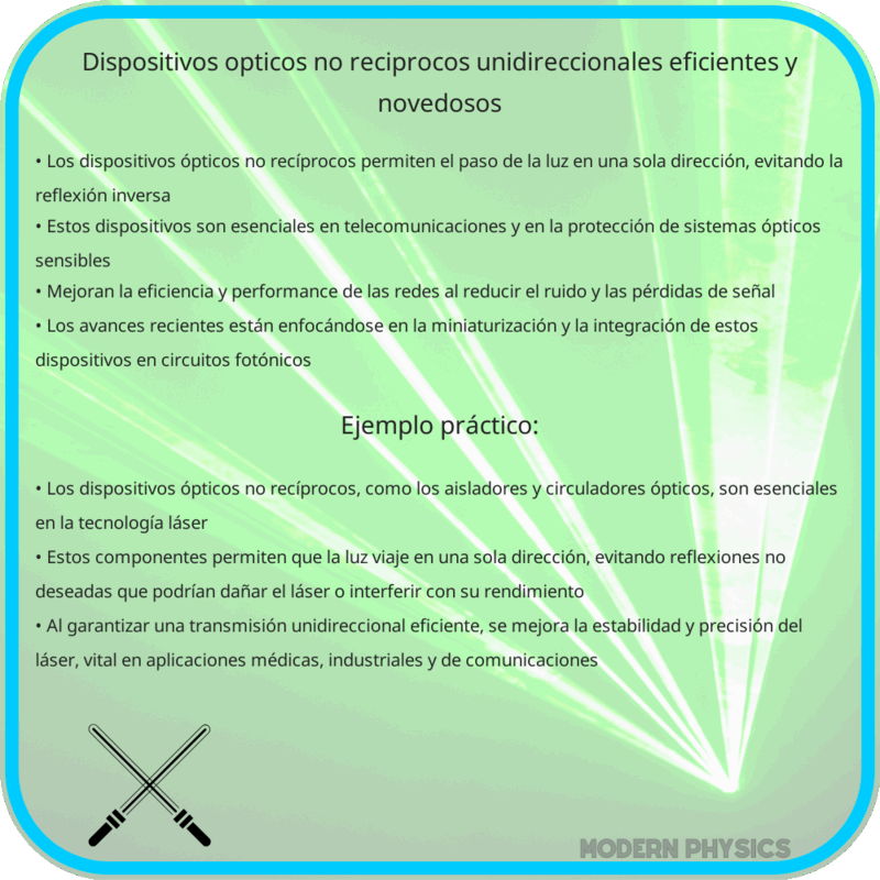 Dispositivos Ópticos No Recíprocos: Unidireccionales, Eficientes y Novedosos