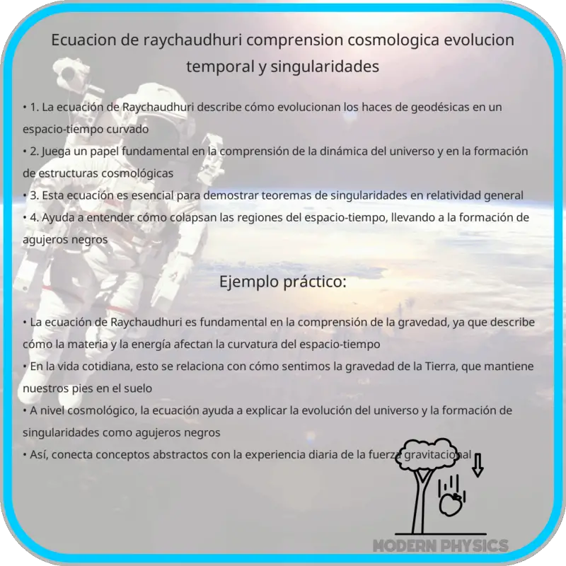 Ecuación de Raychaudhuri | Comprensión Cosmológica, Evolución Temporal y Singularidades