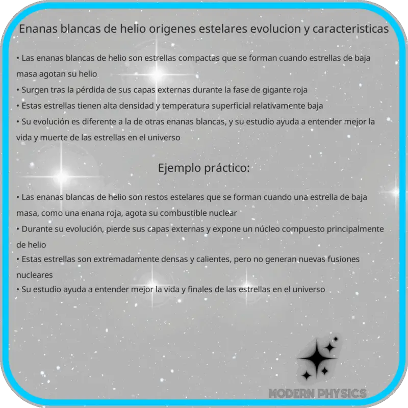 Enanas Blancas de Helio | Orígenes Estelares, Evolución y Características