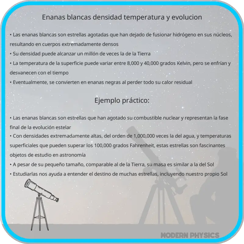 Enanas Blancas: Densidad, Temperatura y Evolución