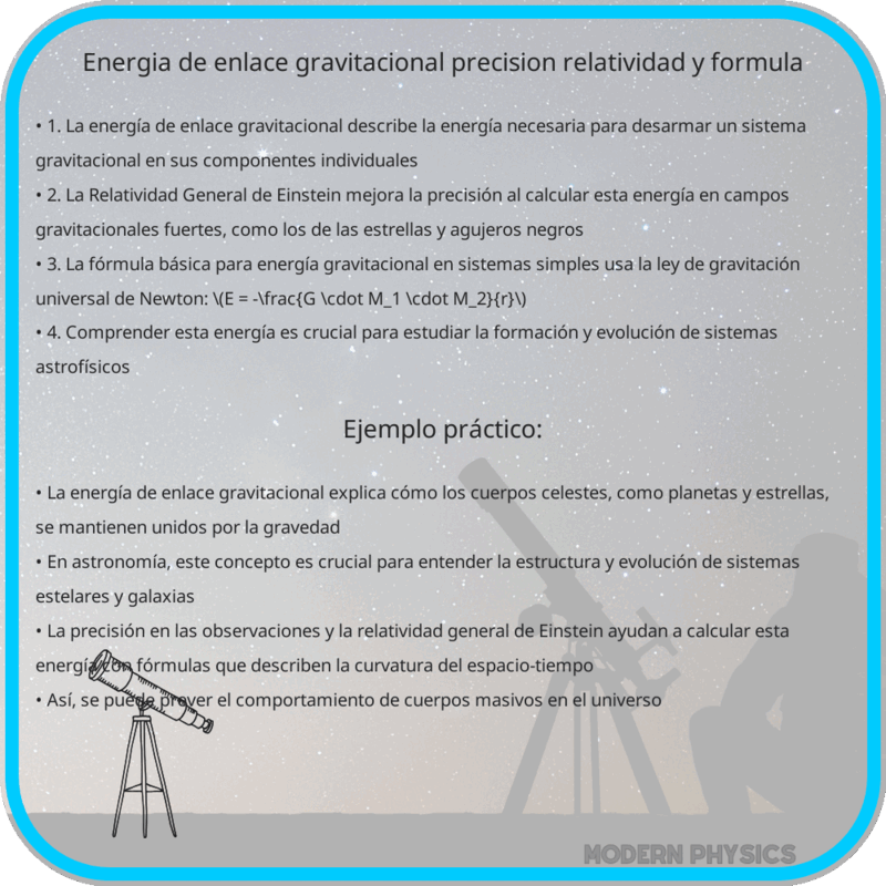Energía de Enlace Gravitacional: Precisión, Relatividad y Fórmula