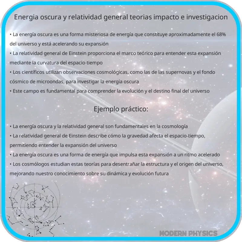 Energía Oscura y Relatividad General | Teorías, Impacto e Investigación