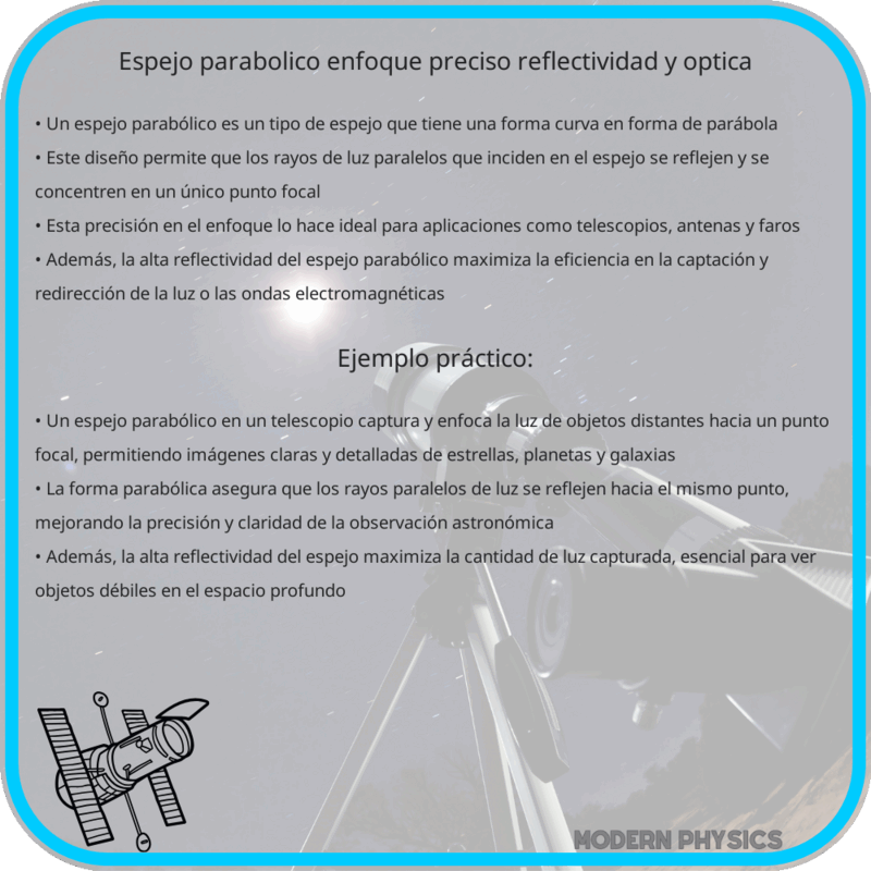 Espejo Parabólico | Enfoque Preciso, Reflectividad y Óptica