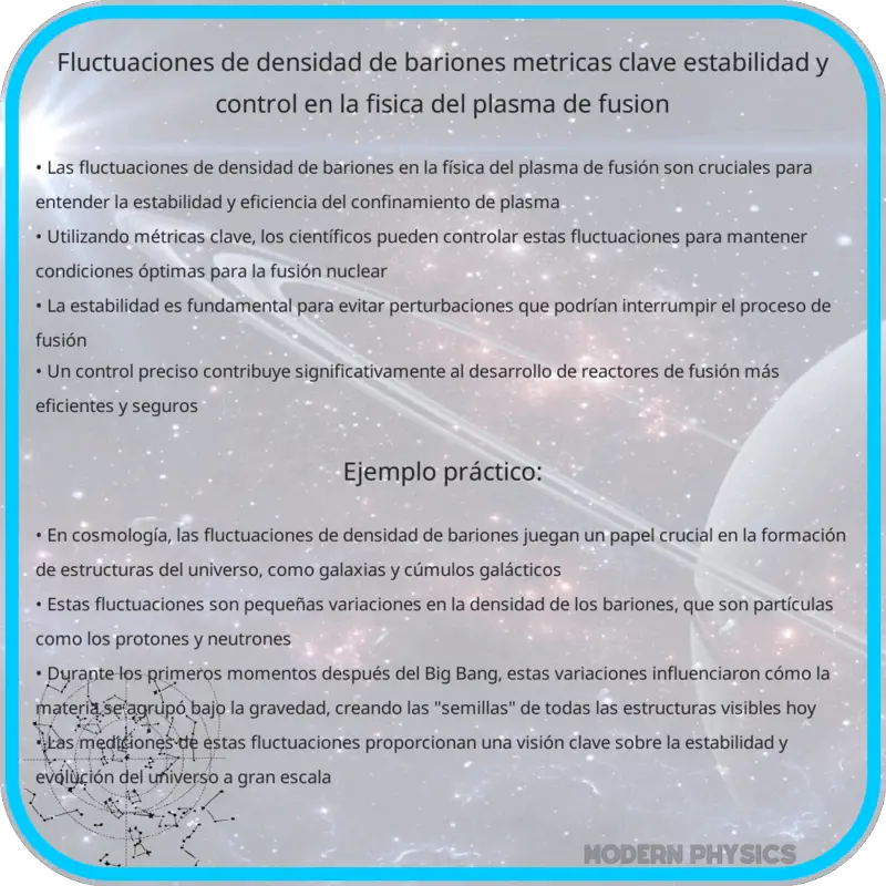 Fluctuaciones de Densidad de Bariones | Métricas Clave, Estabilidad y Control en la Física del Plasma de Fusión