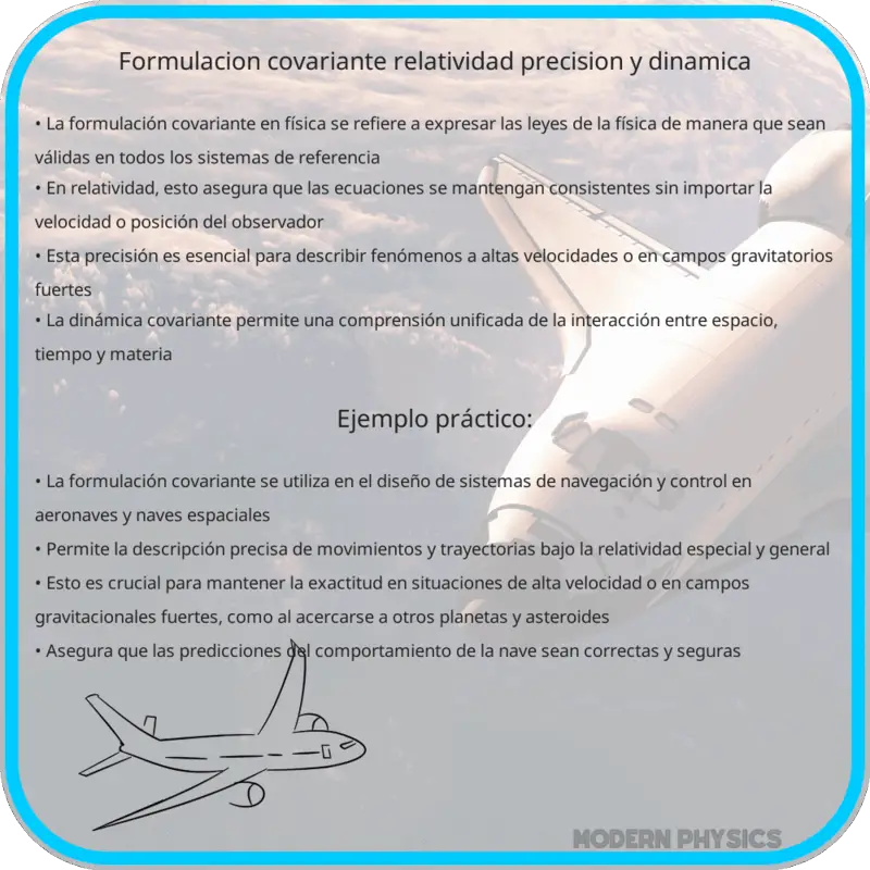Formulación Covariante | Relatividad, Precisión y Dinámica