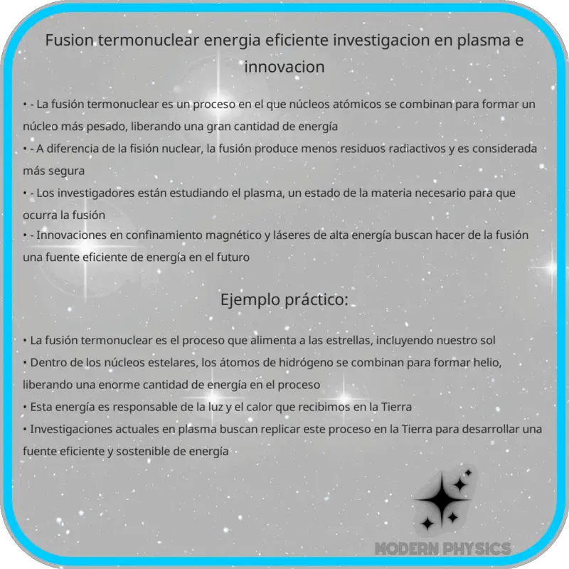 Fusión Termonuclear | Energía Eficiente, Investigación en Plasma e Innovación