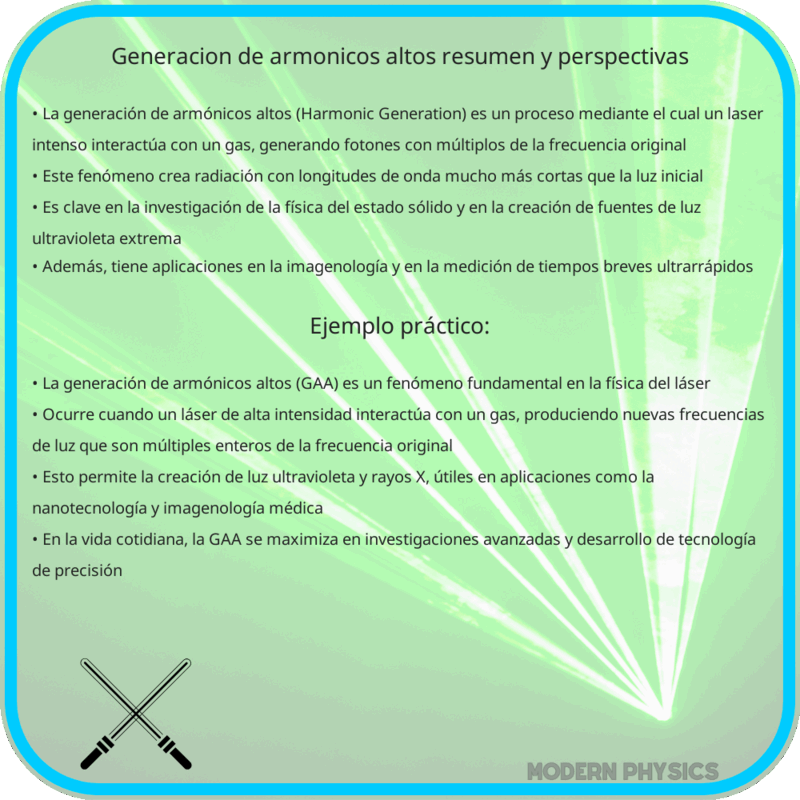 Generación de Armónicos Altos | Resumen y Perspectivas