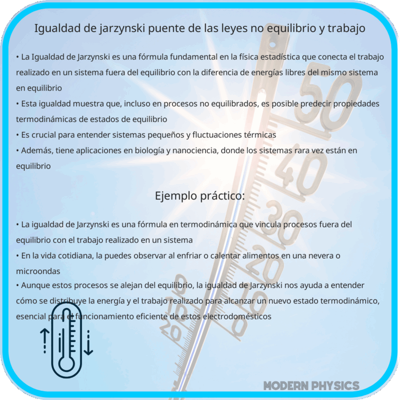 Igualdad de Jarzynski | Puente de las Leyes, No Equilibrio y Trabajo