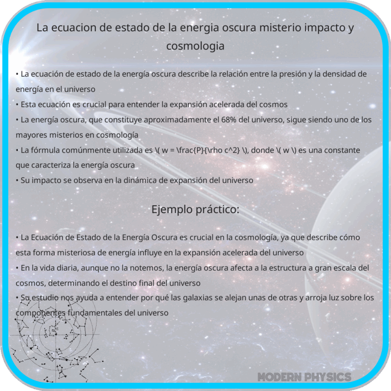 La Ecuación de Estado de la Energía Oscura | Misterio, Impacto y Cosmología