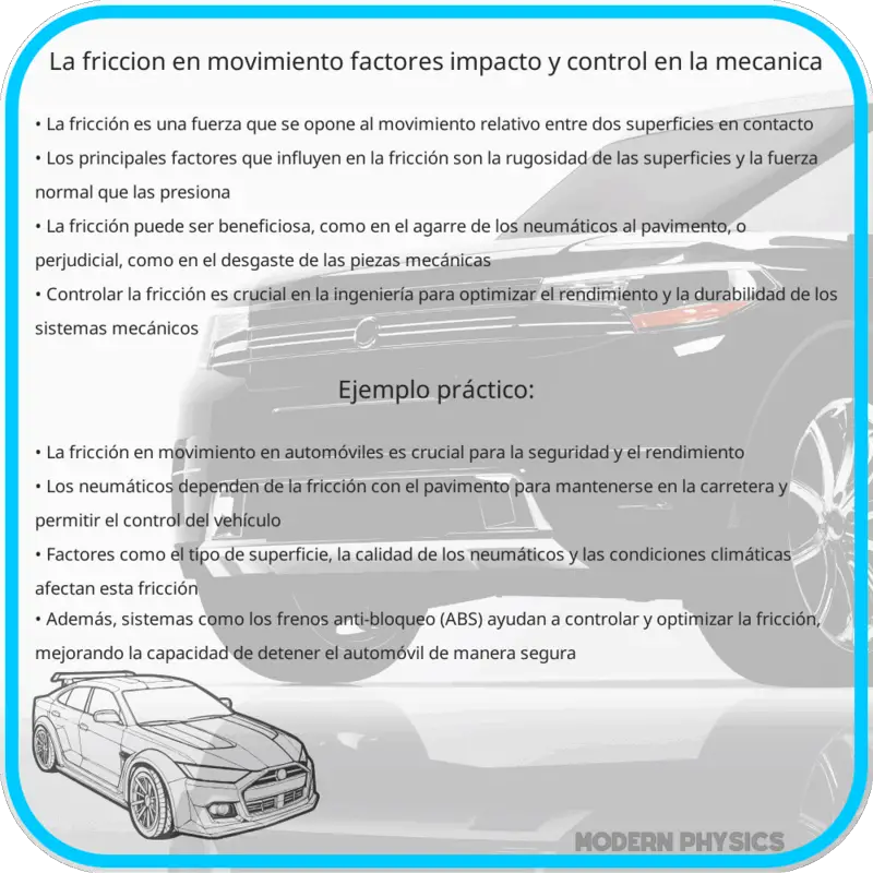 La fricción en movimiento | Factores, impacto y control en la mecánica