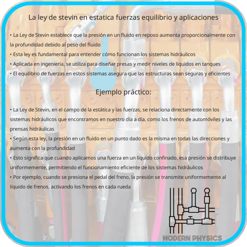 La Ley de Stevin en Estática | Fuerzas, Equilibrio y Aplicaciones