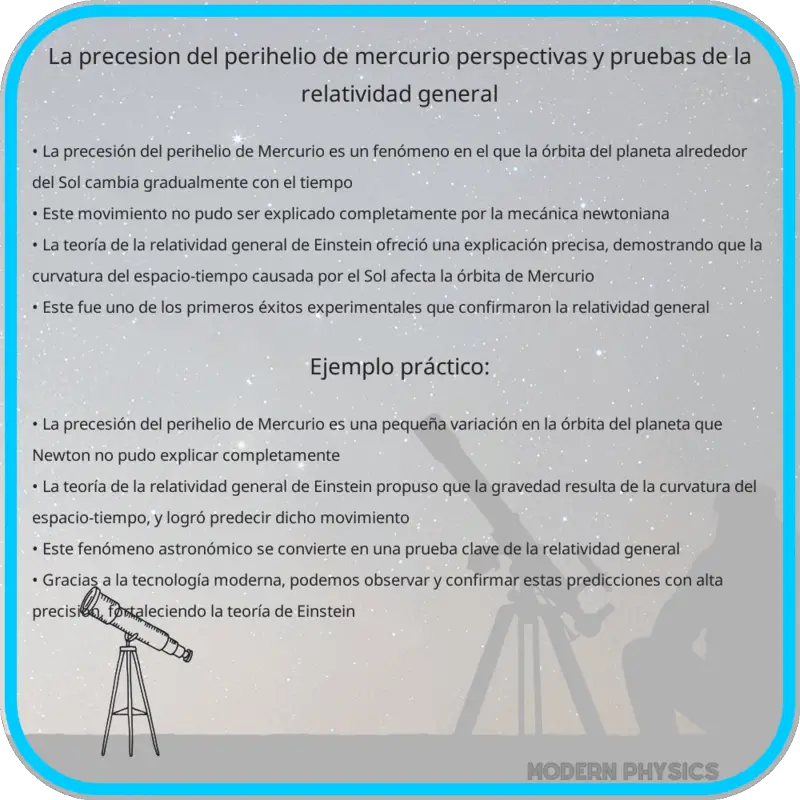 La Precesión del Perihelio de Mercurio | Perspectivas y Pruebas de la Relatividad General