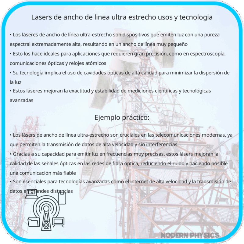Lásers de Ancho de Línea Ultra-Estrecho | Usos y Tecnología