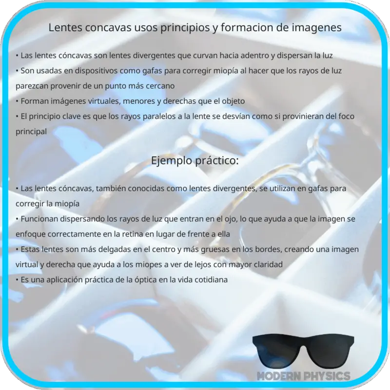 Lentes Cóncavas: Usos, Principios y Formación de Imágenes