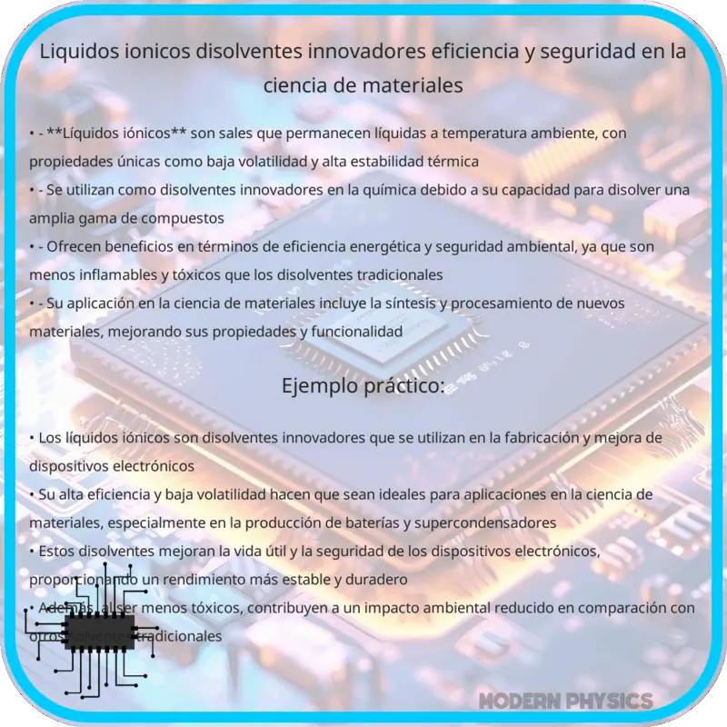 Líquidos Iónicos | Disolventes Innovadores, Eficiencia y Seguridad en la Ciencia de Materiales