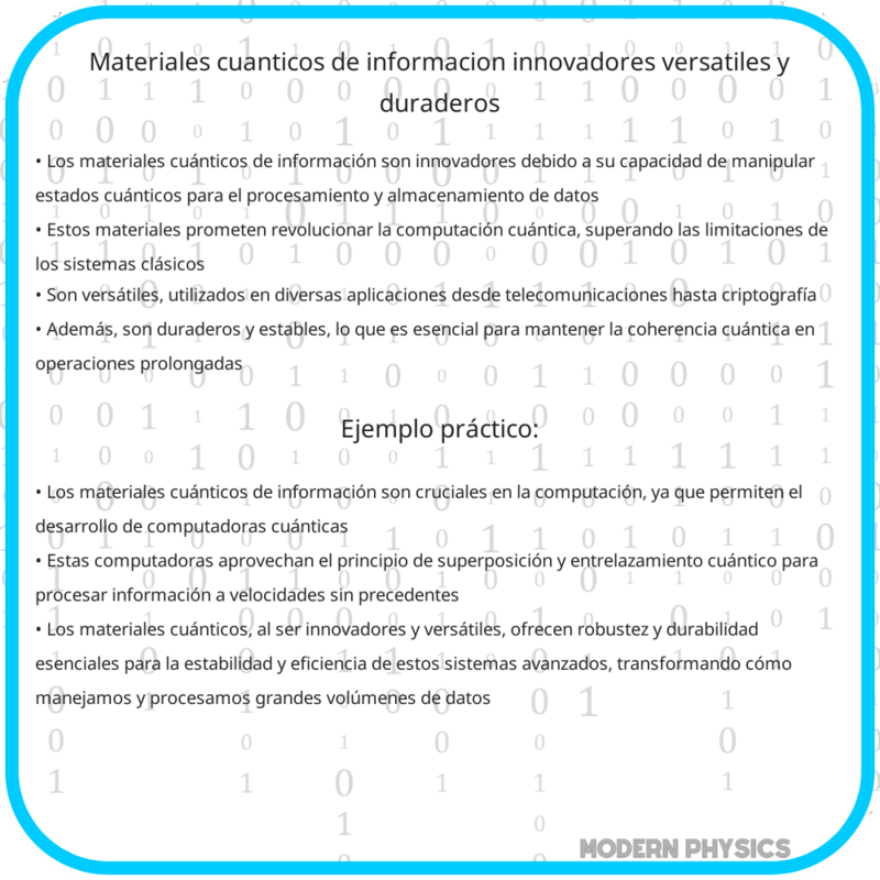 Materiales Cuánticos de Información | Innovadores, Versátiles y Duraderos