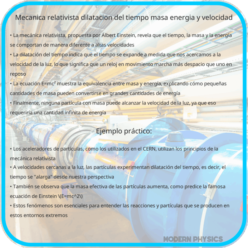 Mecánica Relativista | Dilatación del Tiempo, Masa-Energía y Velocidad