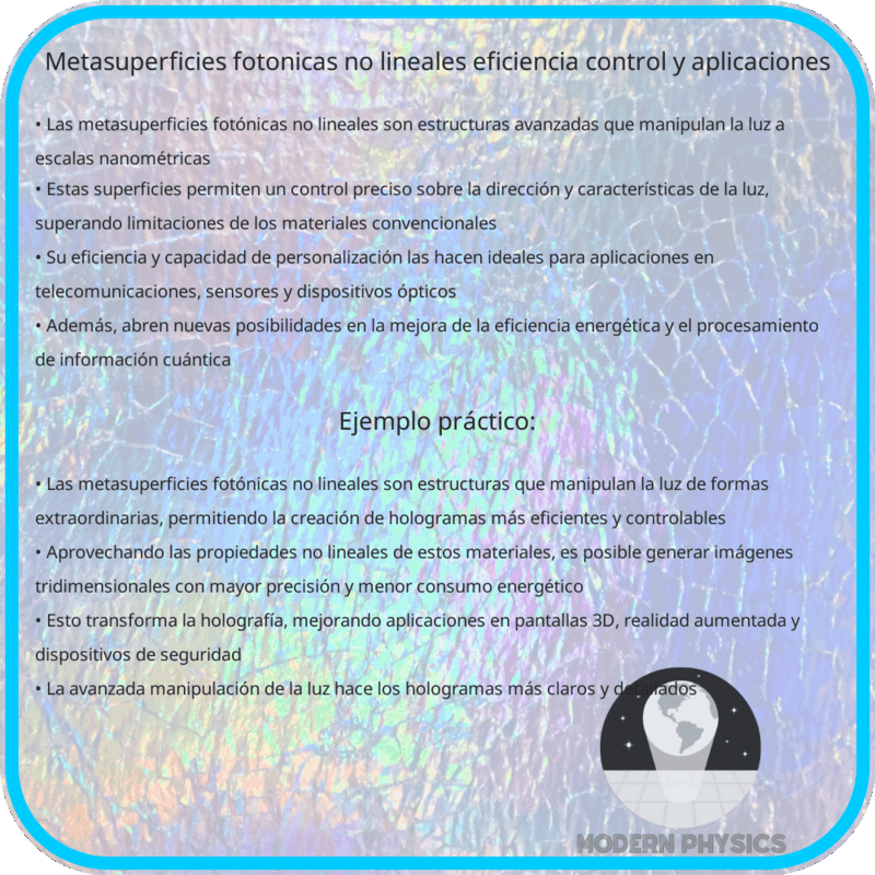 Metasuperficies Fotónicas No Lineales: Eficiencia, Control y Aplicaciones