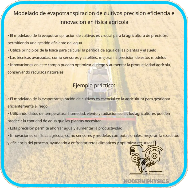 Modelado de Evapotranspiración de Cultivos | Precisión, Eficiencia e Innovación en Física Agrícola