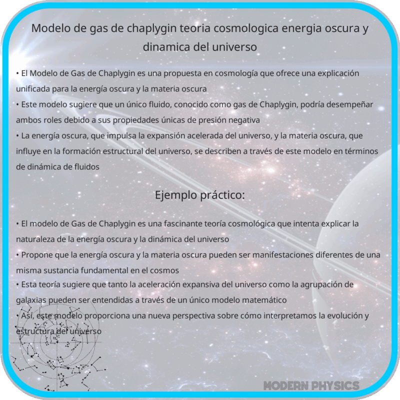 Modelo de Gas de Chaplygin | Teoría Cosmológica, Energía Oscura y Dinámica del Universo