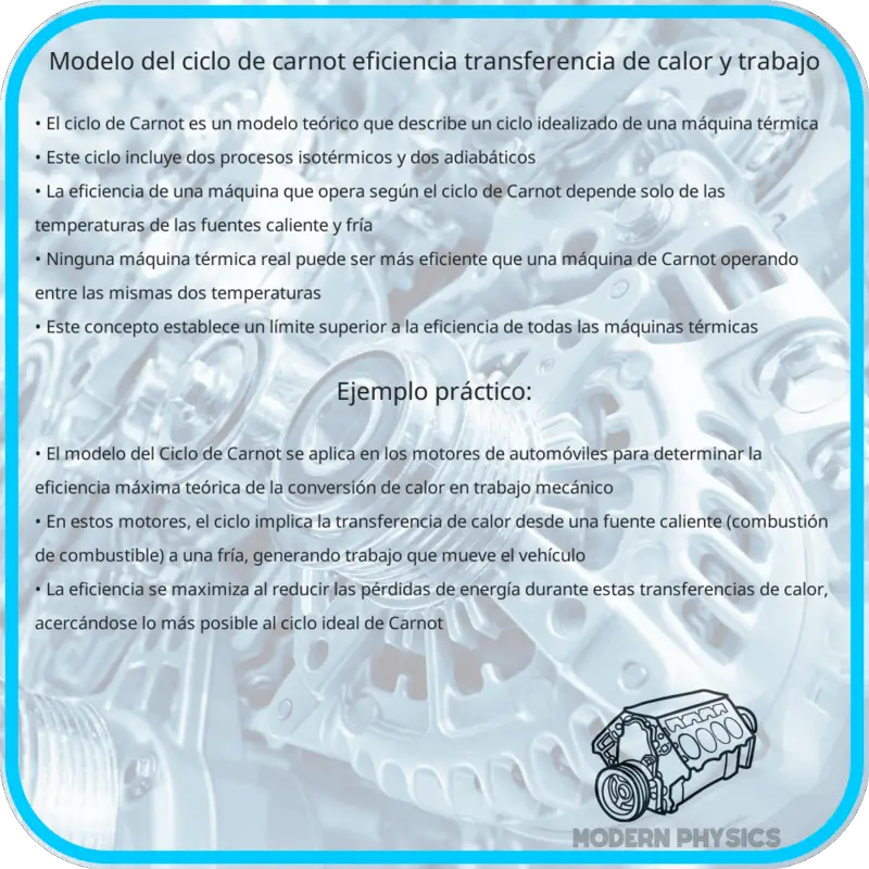 Modelo del Ciclo de Carnot | Eficiencia, Transferencia de Calor y Trabajo