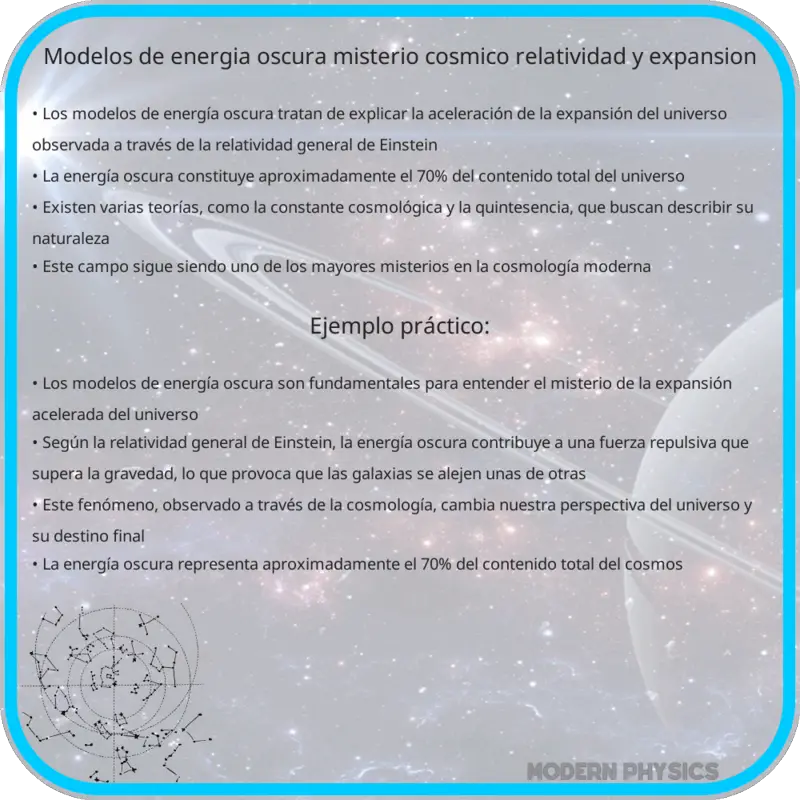 Modelos de Energía Oscura | Misterio Cósmico, Relatividad y Expansión