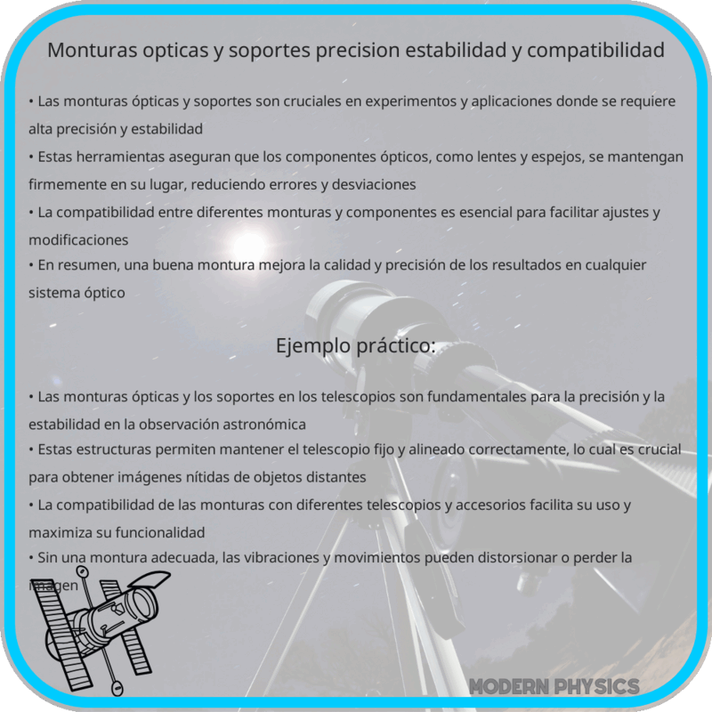 Monturas Ópticas y Soportes | Precisión, Estabilidad y Compatibilidad