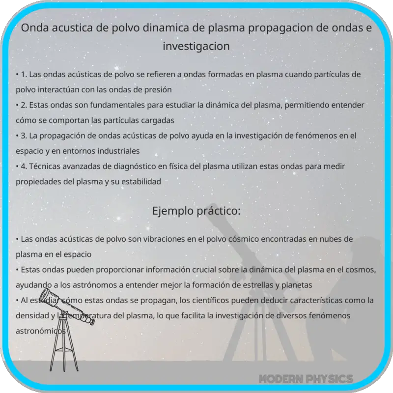 Onda Acústica de Polvo | Dinámica de Plasma, Propagación de Ondas e Investigación