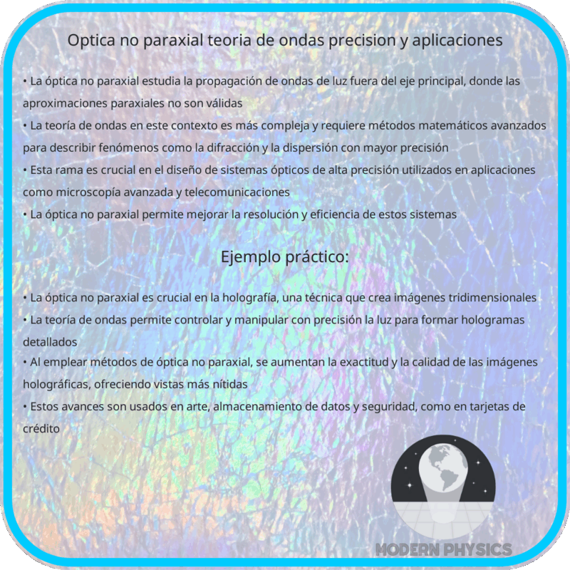 Óptica No Paraxial | Teoría de Ondas, Precisión y Aplicaciones