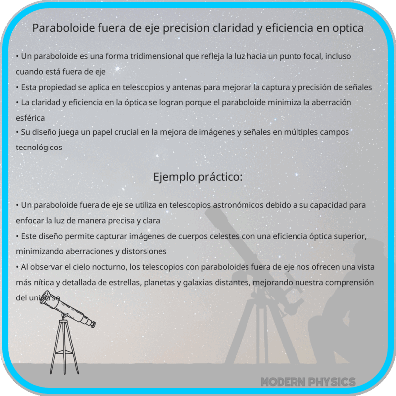 Paraboloide Fuera de Eje | Precisión, Claridad y Eficiencia en Óptica