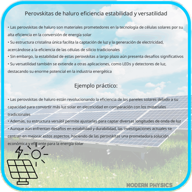 Perovskitas de Haluro: Eficiencia, Estabilidad y Versatilidad