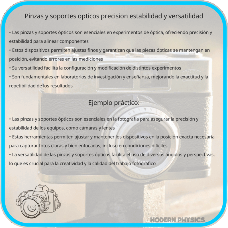 Pinzas y Soportes Ópticos | Precisión, Estabilidad y Versatilidad