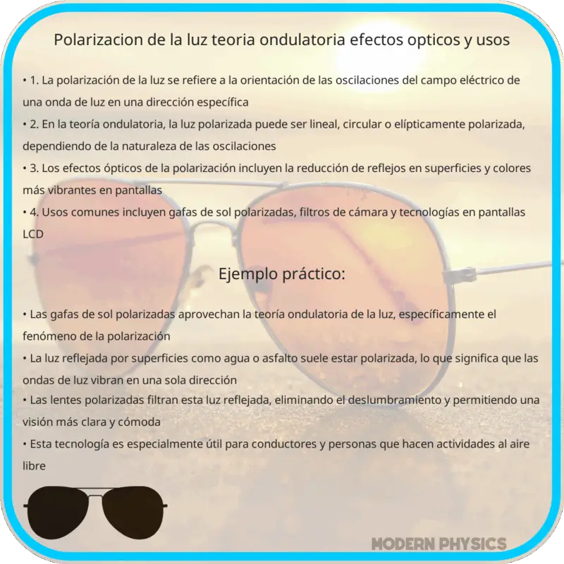 Polarización de la Luz: Teoría Ondulatoria, Efectos Ópticos y Usos