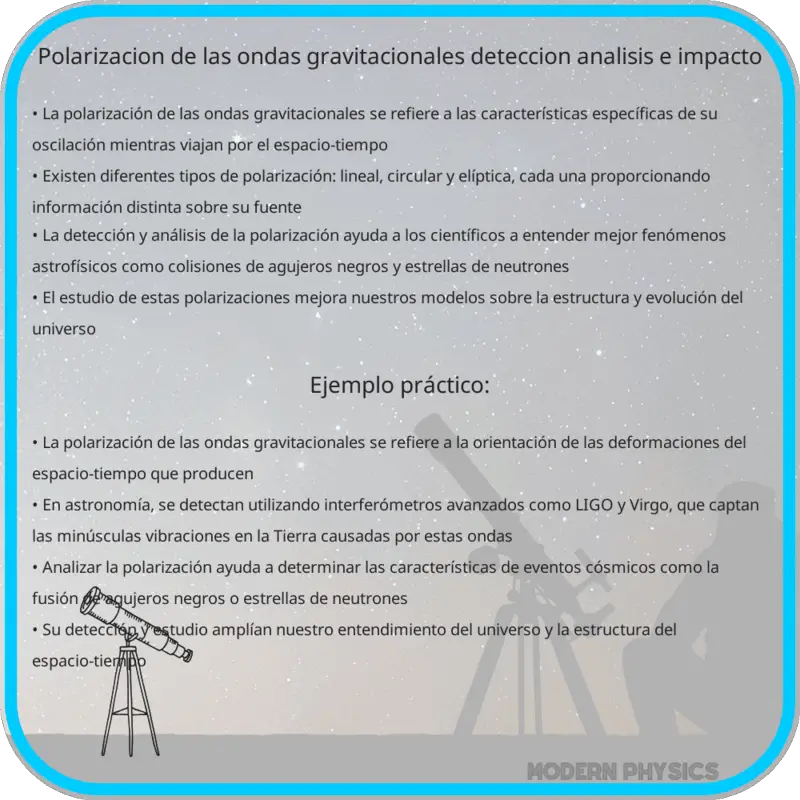 Polarización de las Ondas Gravitacionales | Detección, Análisis e Impacto