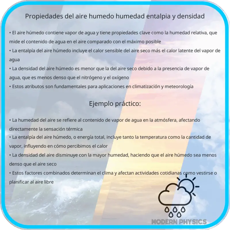 Propiedades del Aire Húmedo | Humedad, Entalpía y Densidad