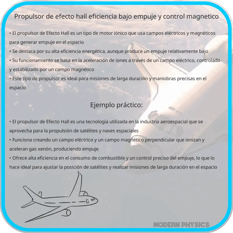 Propulsor de Efecto Hall: Eficiencia, Bajo Empuje y Control Magnético