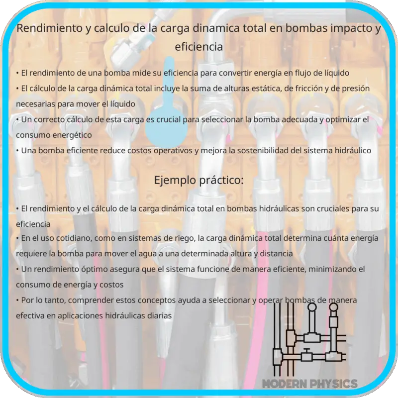 Rendimiento y Cálculo de la Carga Dinámica Total en Bombas: Impacto y Eficiencia
