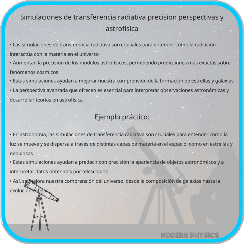Simulaciones de Transferencia Radiativa | Precisión, Perspectivas y Astrofísica