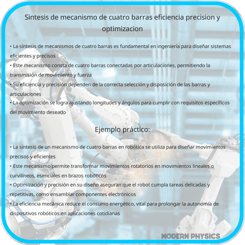 Síntesis de Mecanismo de Cuatro Barras | Eficiencia, Precisión y Optimización
