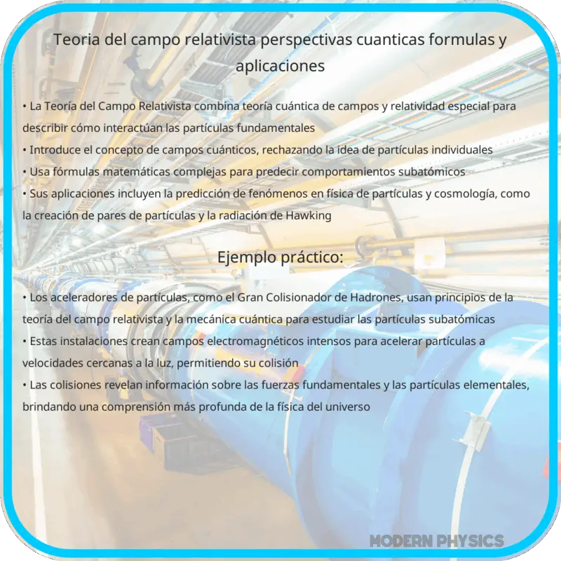 Teoría del Campo Relativista | Perspectivas Cuánticas, Fórmulas y Aplicaciones