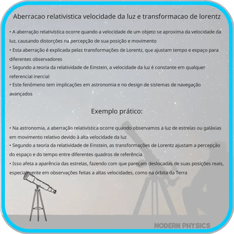 Aberração Relativística: Velocidade da Luz e Transformação de Lorentz