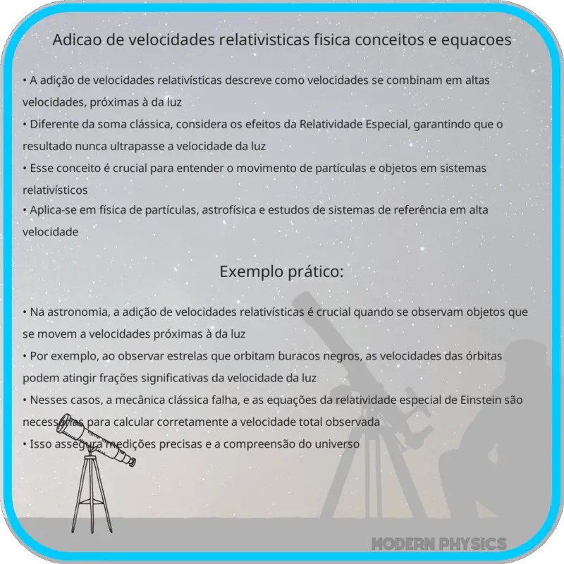Adição de Velocidades Relativísticas | Física, Conceitos e Equações