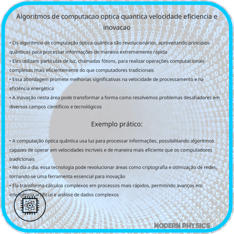 Algoritmos de Computação Óptica Quântica | Velocidade, Eficiência e Inovação