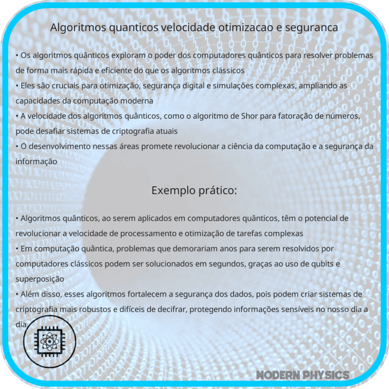 Algoritmos Quânticos: Velocidade, Otimização e Segurança
